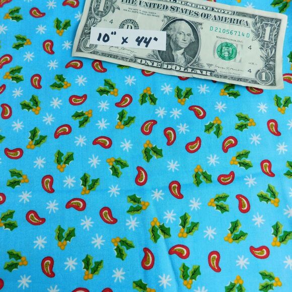 Christmas Holiday Fabric Lot 2.5 pounds Blues 22 pcs, Scraps & Yards Quilting - Picture 9 of 16